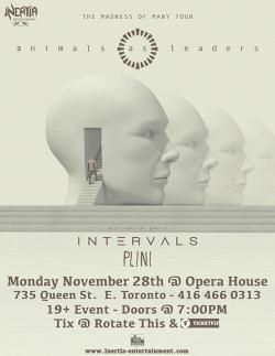 Animals As Leaders, Intervals & Plini tickets - Toronto, ON. - Inertia Entertainment