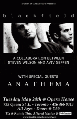 Blackfield & Anathema tickets - Toronto, ON - Inertia Entertainment