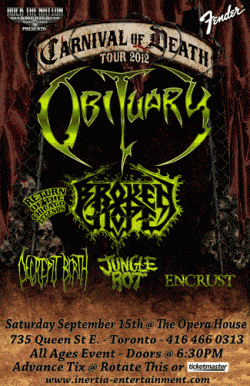 Obituary, Broken Hope, Decrepit Birth, Jungle Rot & Encrust tickets - Toronto, ON - Inertia Entertainment