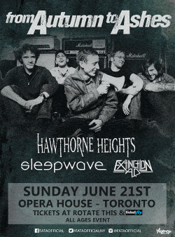 From Autumn To Ashes, Hawethorne Heights, Sleepwave & Extinction AD tickets - Toronto, ON - Inertia Entertainment