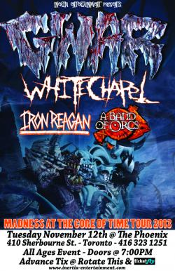 GWAR, White Chapel, Iron Reagan & Band OF Orcs tickets - Toronto, ON - Inertia Entertainment