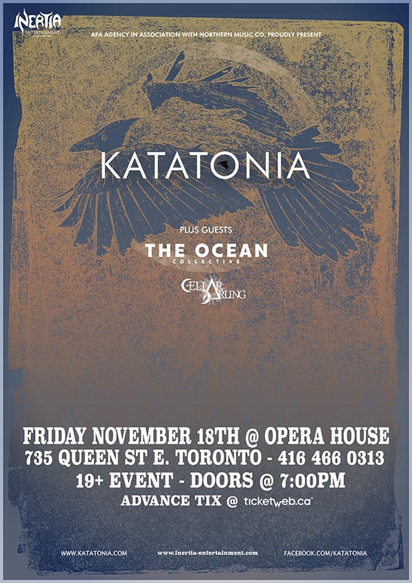 KATATONIA, THE OCEAN COLLECTIVE & CELLAR DARLING - November 18, 2022 Toronto
