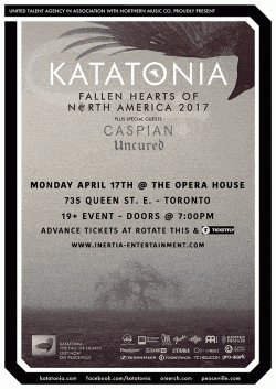 Katatonia, Caspian & Uncured tickets - Inertia Entertainment