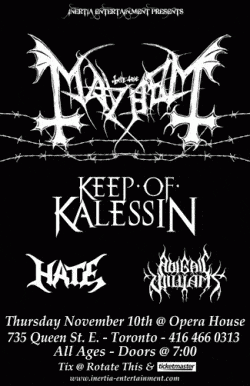 Mayhem, Keep Of Kalessin, Hate, Abigail Williams & Woe tickets - Toronto, ON - Inertia Entertainment