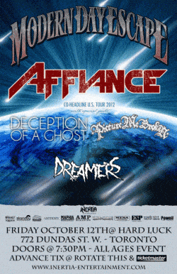Modern Day Escape, Affiance, Deception Of A Ghost & More tickets - Toronto, ON - Inertia Entertainment