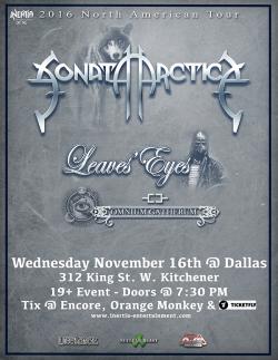 Sonata Arctica, Leaves Eyes & Omnium Gatherum tickets - Kitchener, ON' - Inertia Entertainment