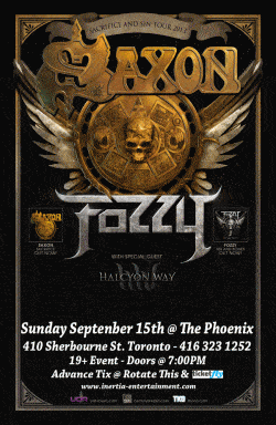 Saxon, Fozzy & Halcyon Way tickets - Toronto, ON - Inertia Entertainment