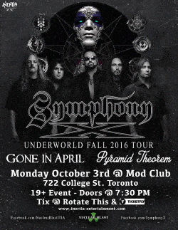 Symphony X, Gone In April & Pyramid Theorem tickets - Toronto, ON ...