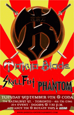 Tokyo Blade - Cancelled tickets - Toronto, ON - Inertia Entertainment