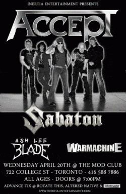 Accept, Sabaton + Guests tickets - Inertia Entertainment