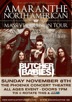 Amaranthe, Butcher Babies & Lullwater tickets - Toronto, ON. - Inertia Entertainment