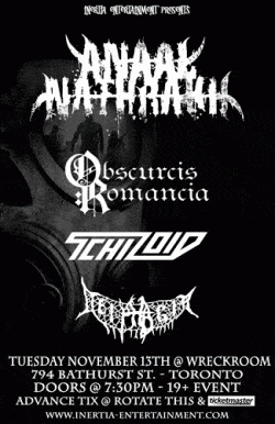 Anaal Nathrakh, Obscurcis Romancia, Schiziod & Deiphagia tickets - Toronto, ON - Inertia Entertainment