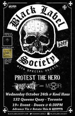 Black Label Society, Protest The Hero, Pop Evil & Messer tickets - Toronto, ON - Inertia Entertainment