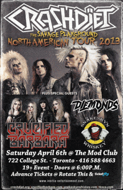 CrashDiet, Crucified Barbra, Diemonds & Snakeskyn Whiskey tickets - Toronto, ON - Inertia Entertainment