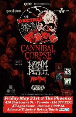 Cannibal Corpse, Napalm Death, Immolation, Beyond Creation tickets - Toronto, ON - Inertia Entertainment