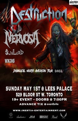 Destruction, Nervosa, Sunlord & VX36 tickets - Inertia Entertainment