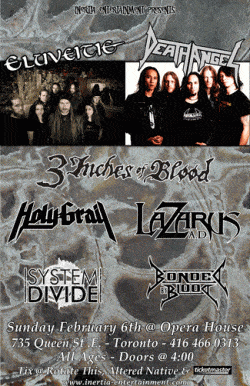 Eluveitie/Death Angel co-headline tickets - Toronto, ON - Inertia Entertainment