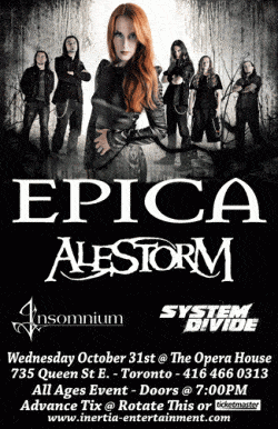 Epica, Alestorm, Insomnium & System Divide tickets - Toronto, ON - Inertia Entertainment