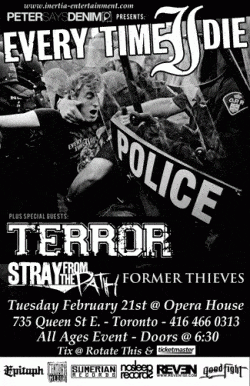Every Time I Die, Terror, Stray From The Path & FOrmer Thieves tickets - Toronto, ON - Inertia Entertainment