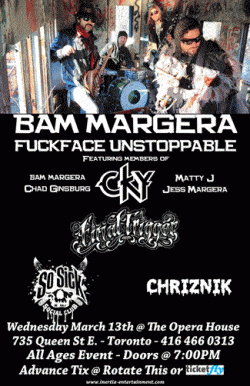 Bam Margera as Fuckface Unstoppable (Featuring CKY), Final Trigger, Chriznik + Guests tickets - Toronto, ON - Inertia Entertainment