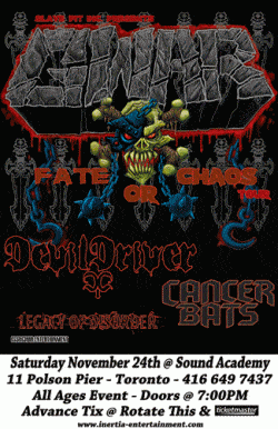 GWAR, Devildriver, Cancer Bats & Legacy Of Disorder tickets - Inertia ...