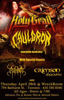 Cauldron, Holy Grail + Guests tickets - Inertia Entertainment
