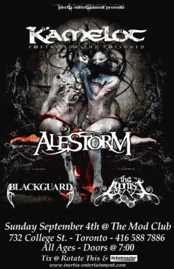 Kamelot, Alestorm, Blackguard & The Agonist tickets - Toronto, ON - Inertia Entertainment