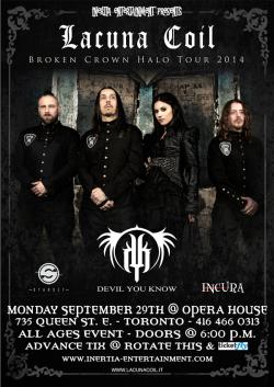 Lacuna Coil, Devil You Know, Starset & Incura tickets - Toronto, ON - Inertia Entertainment