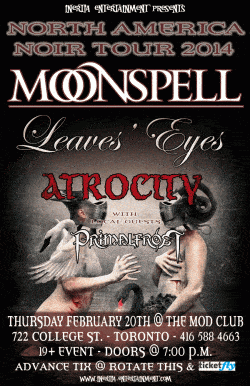 Moonspell, Leaves Eyes, Artrocity & Primalfrost tickets - Toronto, ON - Inertia Entertainment