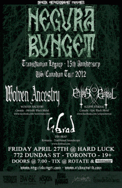 Negura Bunget, Wolven Ancestry, Eclipse Eternal & Din Brad tickets - Toronto, ON - Inertia Entertainment