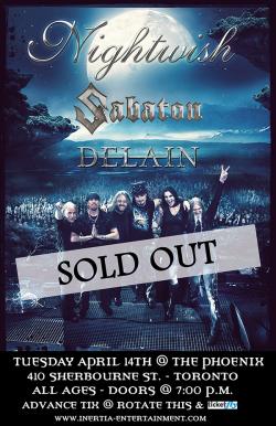 Nightwish, Sabaton & Delain tickets - Toronto, ON - Inertia Entertainment