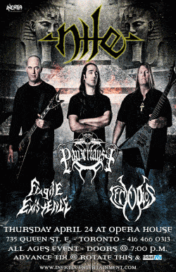 Nile, Panzerfaust, Fragile Existence & Necrodios tickets - Toronto, ON - Inertia Entertainment