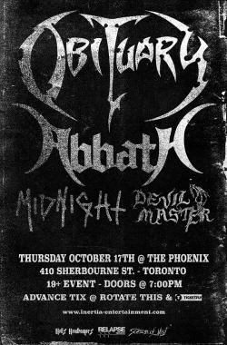 Obituary & Abbath w/Midnight & Devil Master tickets - Inertia Entertainment