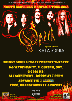 Opeth & Katatonia tickets - Guelph On. - Inertia Entertainment