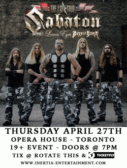 Sabaton, Leaves Eyes & BattleBeast tickets - Inertia Entertainment