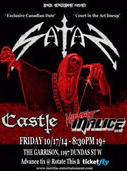 SATAN, Castle, Midnight Malice tickets - Toronto, ON - Inertia Entertainment