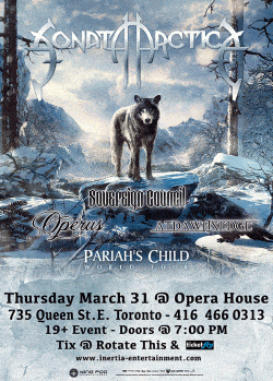 Sonata Arctica, Sovereign Council, Operus & At Dawns Edge tickets - Toronto, ON. - Inertia Entertainment