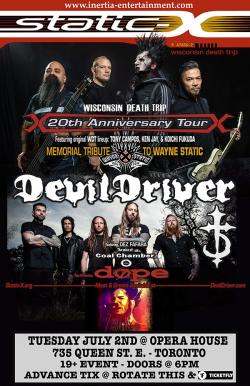 Static X, DevilDriver & Dope tickets - Inertia Entertainment