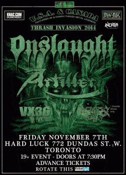 Onslaught, Artillery, VX36 & Eclipse Prophecy tickets - Toronto, ON - Inertia Entertainment