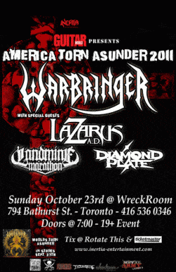 Warbringer, :Lazarus AD, Landmine Marathon & Diamond Plate tickets - Toronto, ON - Inertia Entertainment
