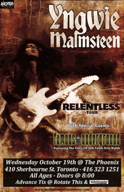 Yngwie Malmsteen & Famous Underground tickets - Toronto, ON - Inertia Entertainment