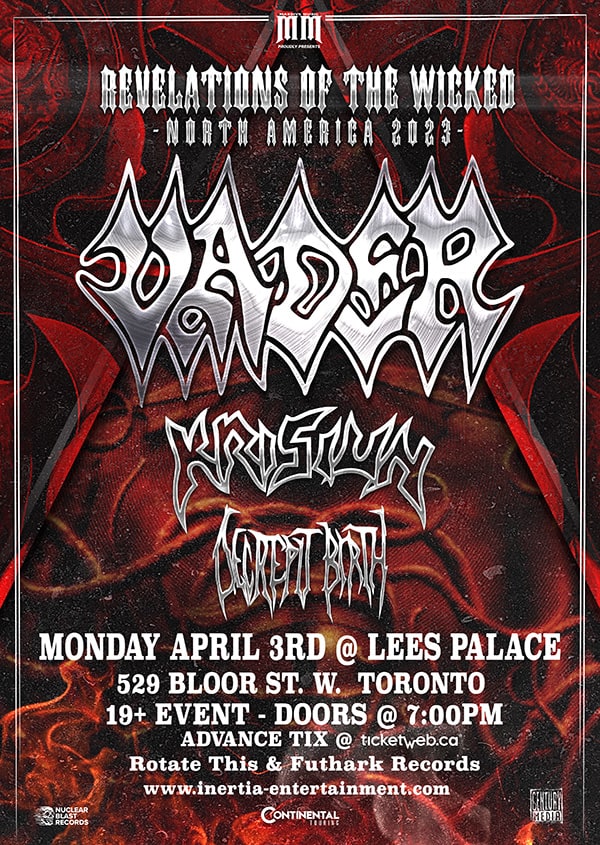 VADER – 40TH ANNIVERSARY TOUR – REVELATIONS OF THE WICKED Toronto April 3, 2023