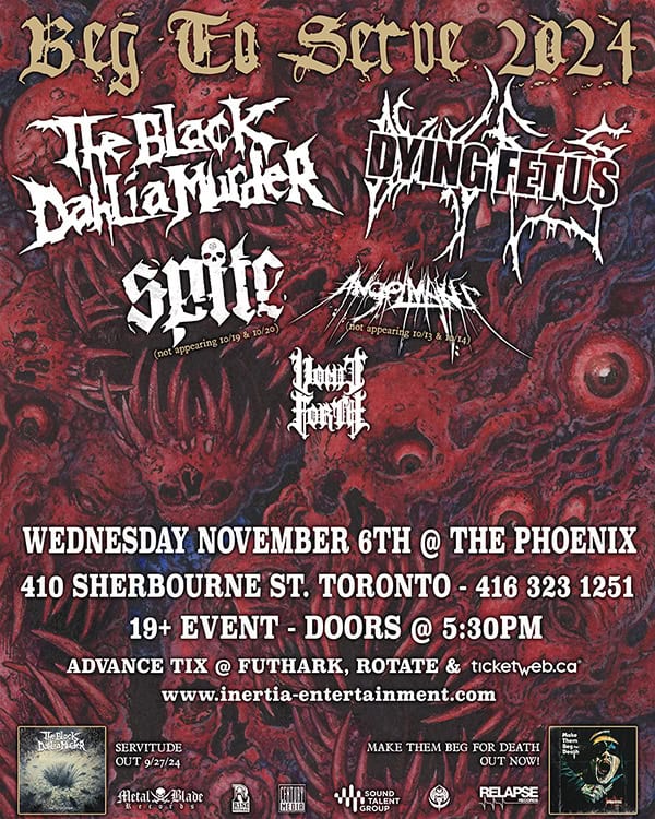 The Black Dahlia Murder / Dying Fetus - Beg To Serve 2024 tour