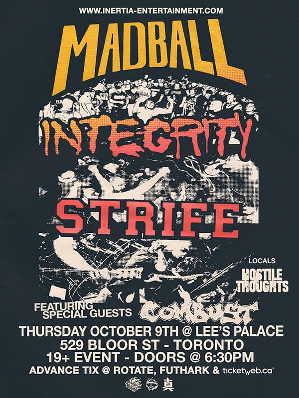 STRIFE - INTEGRITY - MADBALL - COMBUST - - HOSTILE THOUGHTS tour