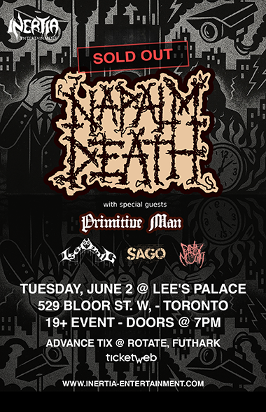 Napalm Death, Primitive Man, Ischemic, SAGO & Pretty Mouth - sold out tour