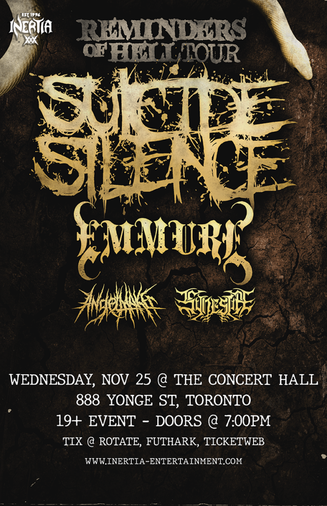 Suicide Silence, Emmure, Angelmaker & Synestia tour
